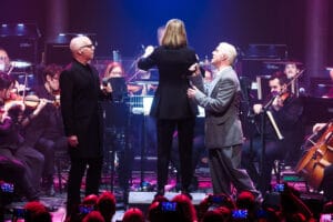 Neil Tennant and Jake Shears photographed performing on stage duringthe Great Movie Songs concert as part of the London Soundtrack Festival on Tuesday 25 March 2025 at The Roundhouse, London. . Picture by Julie Edwards.