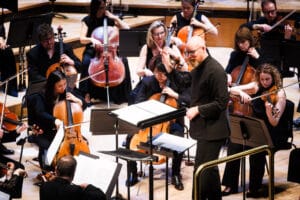 Conductor Ben Palmer photographed on stage during the LSF Gala Concert as part of the London Soundtrack Festival on Saturday 22 March 2025 at Royal Festival Hall, London. . Picture by Julie Edwards.