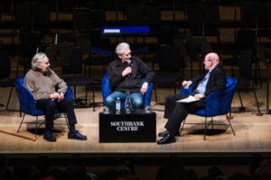 Howard Shore, David Cronenberg and Jon Burlingame photographed at the David Cronenberg & Howard Shore: In Conversation as part of the London Soundtrack Festival on Saturday 22 March 2025 at Royal Festival Hall, London. . Picture by Julie Edwards.